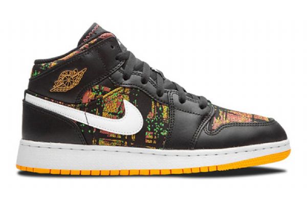 Pánské Basketbalové Boty Nike Air Jordan 1 Mid Tops Gs Černá Oranžový