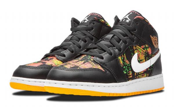 Pánské Basketbalové Boty Nike Air Jordan 1 Mid Tops Gs Černá Oranžový