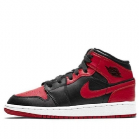 Pánské Basketbalové Boty Nike Air Jordan 1 Mid Tops Gs Černočervené