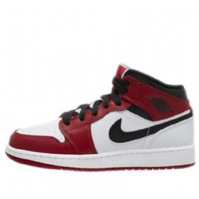 Pánské Basketbalové Boty Nike Air Jordan 1 Mid Tops Gs Červený Bílý