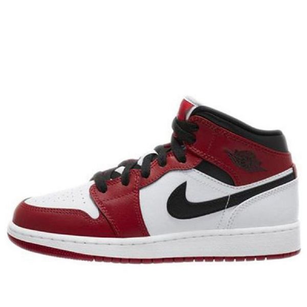 Pánské Basketbalové Boty Nike Air Jordan 1 Mid Tops Gs Červený Bílý