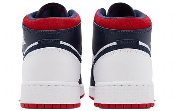 Pánské Basketbalové Boty Nike Air Jordan 1 Mid Tops Gs Tmavě Modrá Bílý Červený