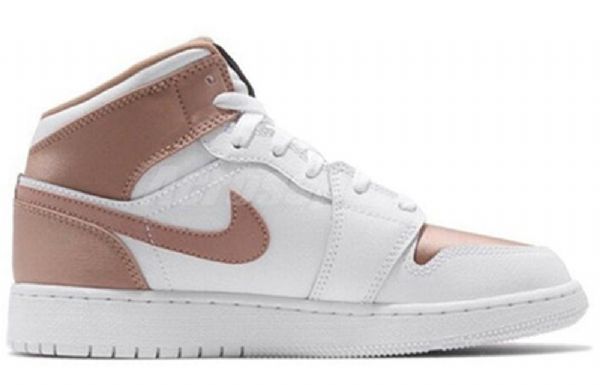 Pánské Basketbalové Boty Nike Air Jordan 1 Mid Tops Gs Z Bílého Růžového Zlata