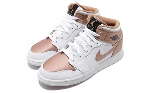 Pánské Basketbalové Boty Nike Air Jordan 1 Mid Tops Gs Z Bílého Růžového Zlata