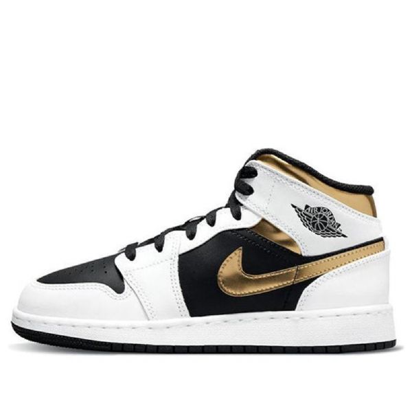 Pánské Basketbalové Boty Nike Air Jordan 1 Mid Tops Gs Z Bílého Zlata