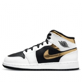 Pánské Basketbalové Boty Nike Air Jordan 1 Mid Tops Gs Z Bílého Zlata