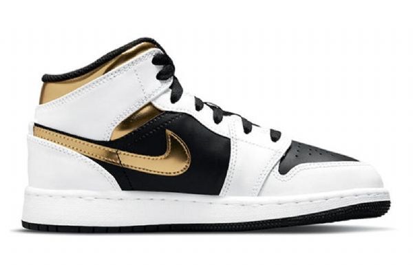Pánské Basketbalové Boty Nike Air Jordan 1 Mid Tops Gs Z Bílého Zlata