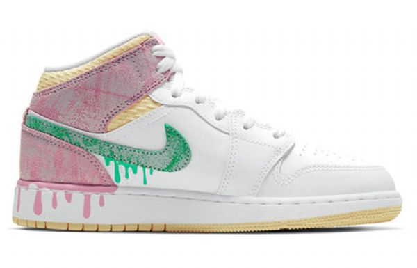 Pánské Basketbalové Boty Nike Air Jordan 1 Mid Tops Se Gs Bílá Růžová