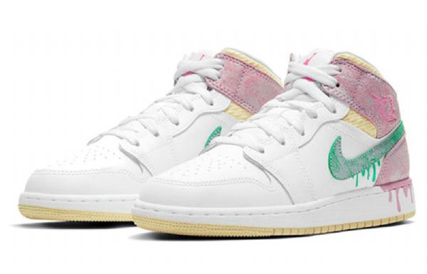 Pánské Basketbalové Boty Nike Air Jordan 1 Mid Tops Se Gs Bílá Růžová