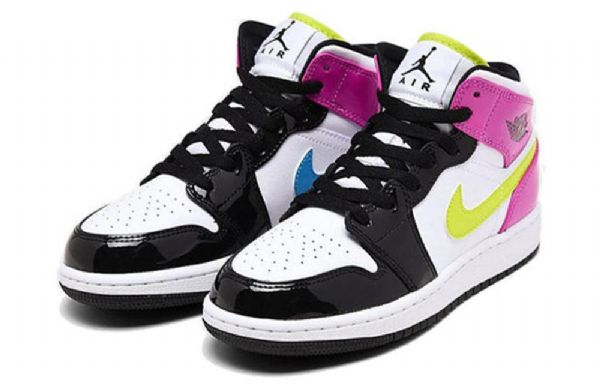 Pánské Basketbalové Boty Nike Air Jordan 1 Mid Tops Se Gs Černá Bílý Fuchsia