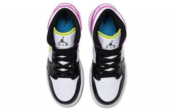 Pánské Basketbalové Boty Nike Air Jordan 1 Mid Tops Se Gs Černá Bílý Fuchsia