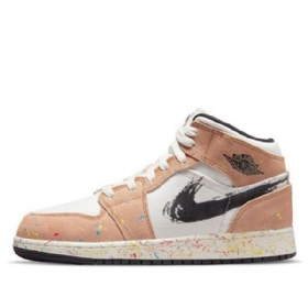 Pánské Basketbalové Boty Nike Air Jordan 1 Mid Tops Se Gs Khaki Bílé