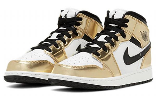 Pánské Basketbalové Boty Nike Air Jordan 1 Mid Tops Se Gs Zlaté
