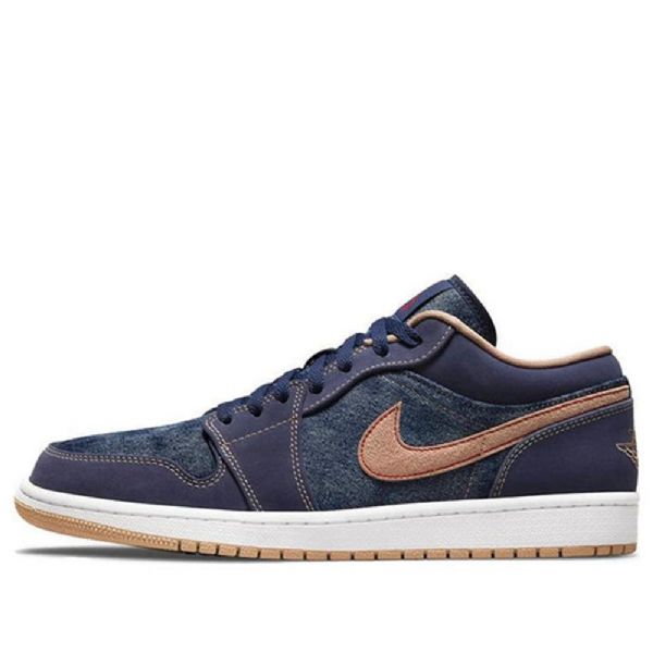 Pánské Basketbalové Boty Nike Air Jordan 1 Nízké Top Se Retro Tmavě Modrá Modrý