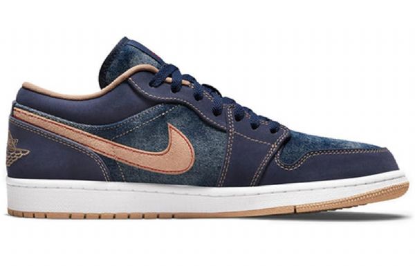 Pánské Basketbalové Boty Nike Air Jordan 1 Nízké Top Se Retro Tmavě Modrá Modrý