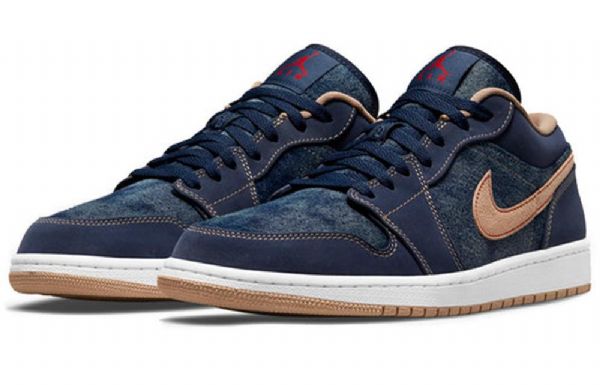 Pánské Basketbalové Boty Nike Air Jordan 1 Nízké Top Se Retro Tmavě Modrá Modrý