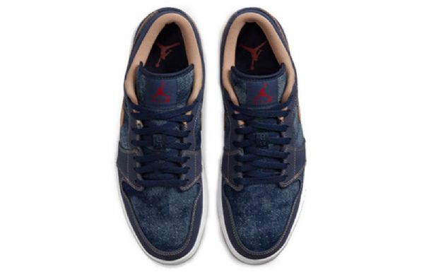 Pánské Basketbalové Boty Nike Air Jordan 1 Nízké Top Se Retro Tmavě Modrá Modrý
