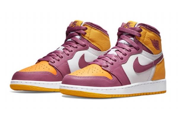 Pánské Basketbalové Boty Nike Air Jordan 1 Retro High Tops Og Gs Žlutá Fialová Bílá