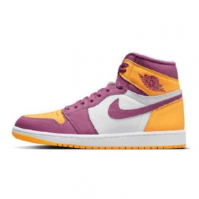 Pánské Boty Nike Air Jordan 1 High Tops Brotherhood Nachový Žlutá Bílý