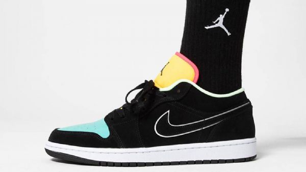 Pánské Boty Nike Air Jordan 1 Low Tops Aurora Černá Zelená Oranžový