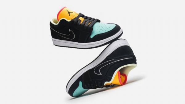 Pánské Boty Nike Air Jordan 1 Low Tops Aurora Černá Zelená Oranžový