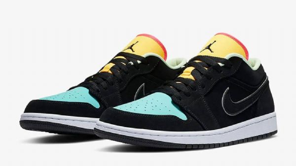 Pánské Boty Nike Air Jordan 1 Low Tops Aurora Černá Zelená Oranžový