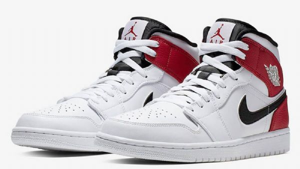 Pánské Boty Nike Air Jordan 1 Mid Tops Bílý Červený