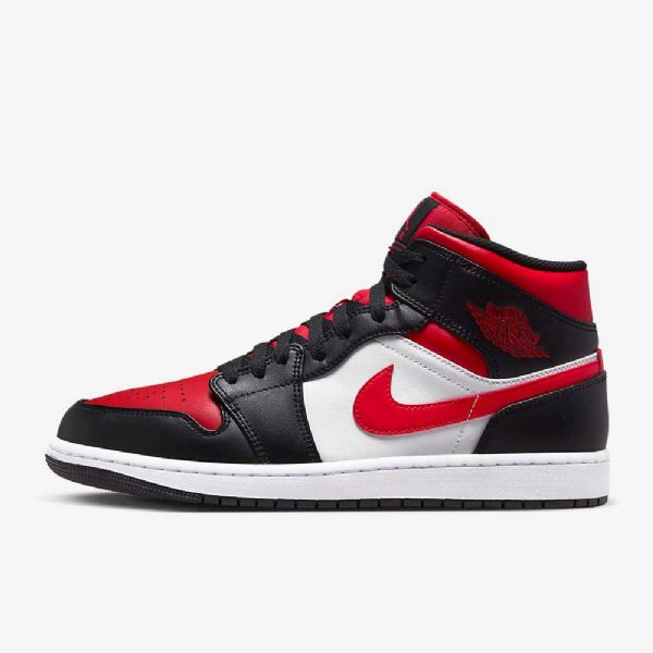Pánské Boty Nike Air Jordan 1 Mid Tops Černá Bílý Červený