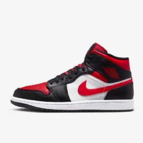 Pánské Boty Nike Air Jordan 1 Mid Tops Černá Bílý Červený