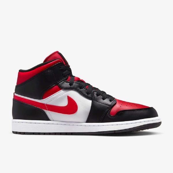 Pánské Boty Nike Air Jordan 1 Mid Tops Černá Bílý Červený