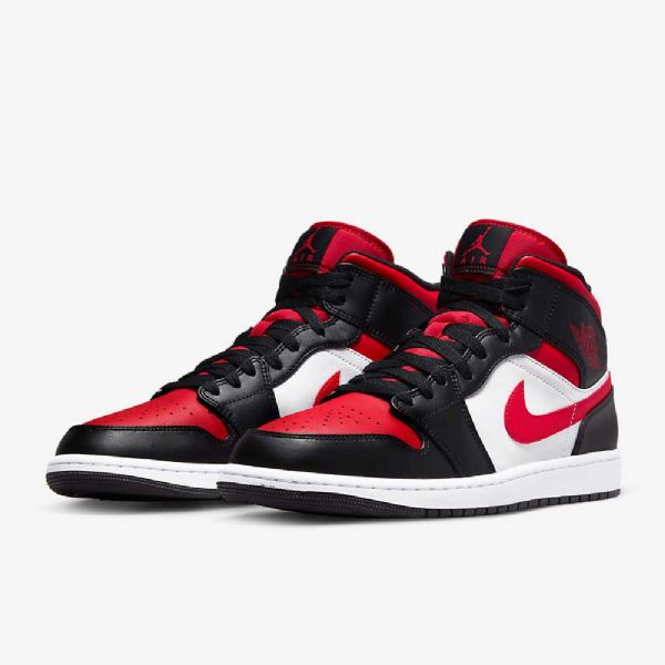 Pánské Boty Nike Air Jordan 1 Mid Tops Černá Bílý Červený