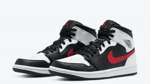 Pánské Boty Nike Air Jordan 1 Mid Tops Černá Červený Bílý