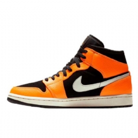 Pánské Boty Nike Air Jordan 1 Mid Tops Černá Oranžový