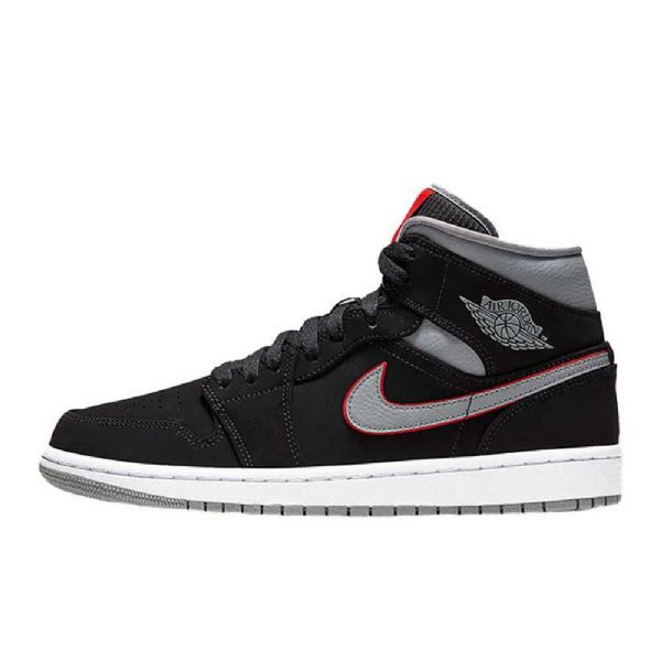 Pánské Boty Nike Air Jordan 1 Mid Tops Černá Šedá Červený