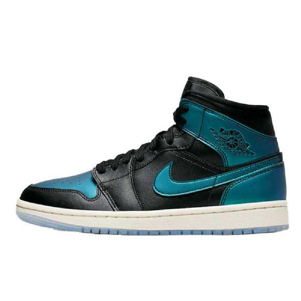 Pánské Boty Nike Air Jordan 1 Mid Tops Černá Tyrkysová