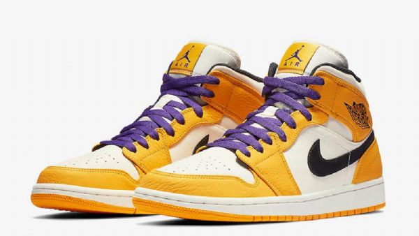 Pánské Boty Nike Air Jordan 1 Mid Tops Lakers Pro Muže Žluté