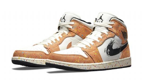 Pánské Boty Nike Air Jordan 1 Mid Tops Na Tah Štětcem Coral Šedá