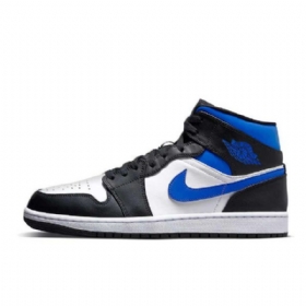 Pánské Boty Nike Air Jordan 1 Mid Tops Royal Černá Bílý Modrý