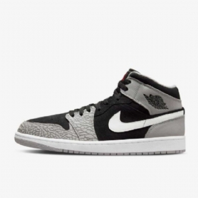 Pánské Boty Nike Air Jordan 1 Mid Tops Se Černá Bílá Světle Šedá Červená