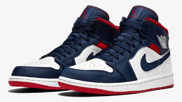 Pánské Boty Nike Air Jordan 1 Mid Tops Se Usa Tmavě Modrá Bílý