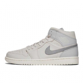 Pánské Boty Nike Air Jordan 1 Mid Tops Světle Šedé