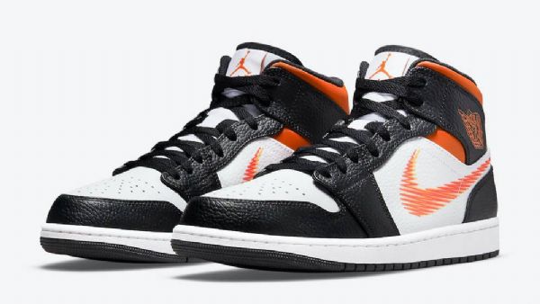 Pánské Boty Nike Air Jordan 1 Mid Tops Zig Zag Team Bílý Oranžový