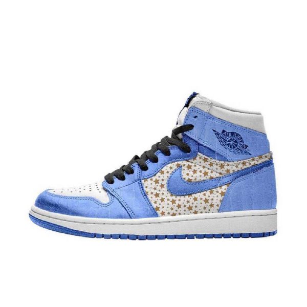 Pánské Boty Nike Supreme Jordan 1 High Tops Stars Modré
