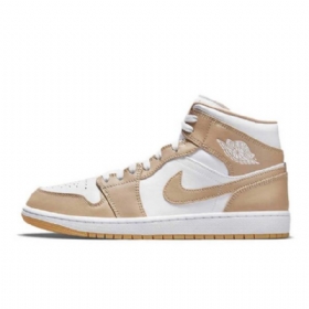 Pánské Konopné Boty Nike Air Jordan 1 Mid Tops Hnědobílé
