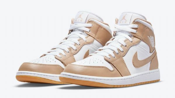 Pánské Konopné Boty Nike Air Jordan 1 Mid Tops Hnědobílé