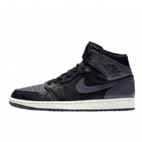 Pánské Kožené Boty Nike Air Jordan 1 Mid Tops V Šedé Barvě