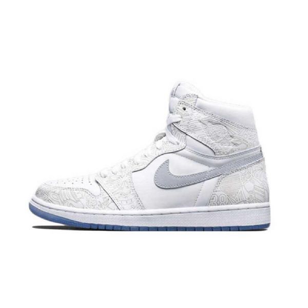 Pánské Laserové Boty Nike Air Jordan 1 High Tops Bílý Šedá