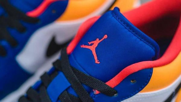 Pánské Nízké Boty Nike Air Jordan 1 Bílý Tmavě Modrá Modrý Žluté