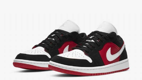 Pánské Nízké Boty Nike Air Jordan 1 Černá Bílý Červený