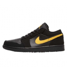 Pánské Nízké Boty Nike Air Jordan 1 Černá Žlutá